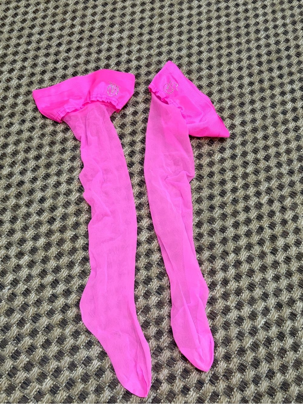 RARE NWOT Victorias Secret Hot Pink Sheer Mesh Stocking Socks S